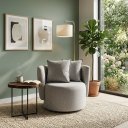 Ver imagem 1 de Poltrona Linha Giratória Orgânica Tecido Design Sofisticado Sala de Estar Living