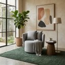 Ver imagem 2 de Poltrona Linha Giratória Orgânica Tecido Design Sofisticado Sala de Estar Living