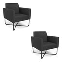 Ver imagem 1 de Kit 2 Poltronas Base X Industrial Preto Marisa Corino Preto D03 - D'Rossi