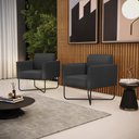 Ver imagem 2 de Kit 2 Poltronas Base X Industrial Preto Marisa Corino Preto D03 - D'Rossi