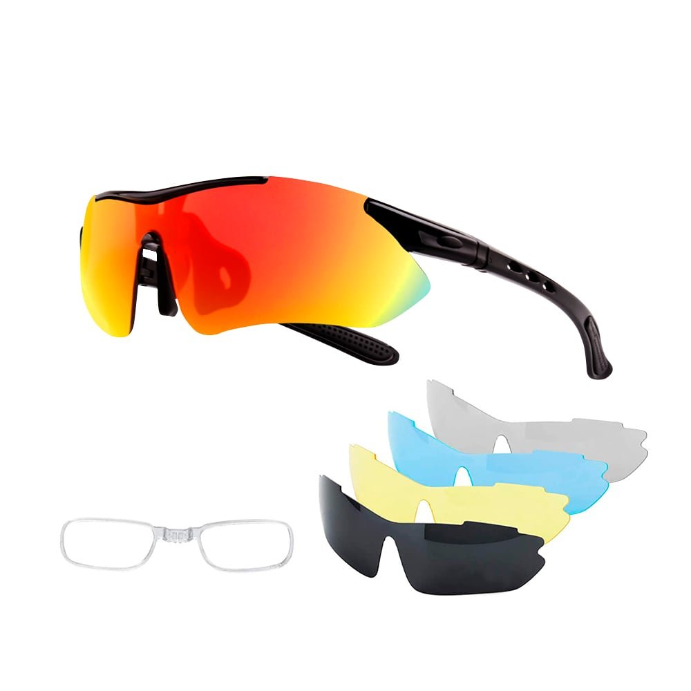 Óculos Esportivo com Cinco Lentes Proteção UV400 - Vermelho