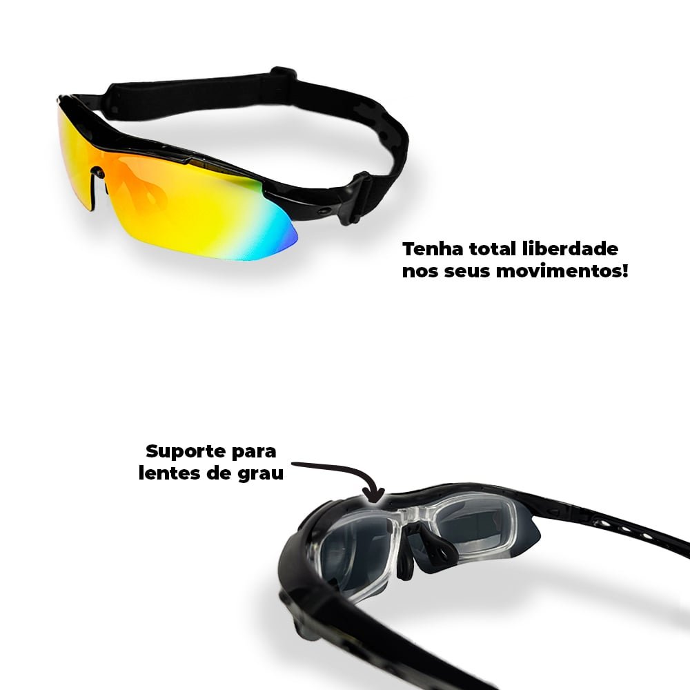 Óculos Esportivo com Cinco Lentes Proteção UV400 - Vermelho - 7