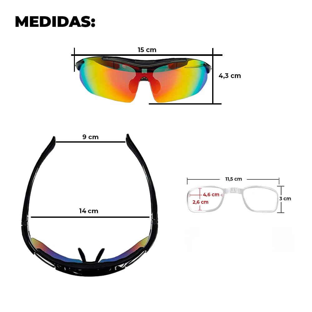 Óculos Esportivo com Cinco Lentes Proteção UV400 - Vermelho - 6