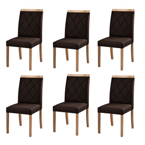 Kit 6 Cadeiras Decorativas Sala de Jantar Luxo Anita Facto Marrom - Mozzelar