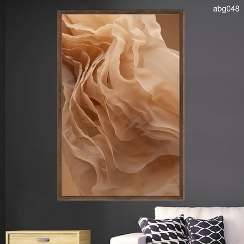 Quadro Decorativo - Abstrato Ondas Bege Camadas Abg048 Tela Canvas - 80x60cm
