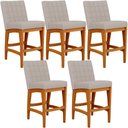 Ver imagem 1 de Kit 05 Banquetas Baixa Para Cozinha Bancada Bar Sala Jantar Fixa Mila L02 Linho Bege - Lyam Decor Ba