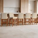 Ver imagem 1 de Kit 05 Banquetas Baixa para Cozinha Bancada Bar Sala Jantar Fixa Mila L02 Linho Bege - Lyam Decor Ba