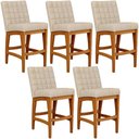 Ver imagem 2 de Kit 05 Banquetas Baixa para Cozinha Bancada Bar Sala Jantar Fixa Mila L02 Linho Bege - Lyam Decor Ba