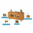Ver imagem 4 de Balcão Buffet 160cm 5 Portas 1 Gaveta com LED e Pés em Madeira Maciça Ícaro Espresso Móveis