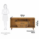 Ver imagem 3 de Balcão Buffet 160cm 5 Portas 1 Gaveta com LED e Pés em Madeira Maciça Ícaro Espresso Móveis