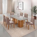 Ver imagem 1 de Mesa de Jantar Eloise 180cm Tampo Mdf Vidro com 6 Cadeiras Eloise Moderna Mobília