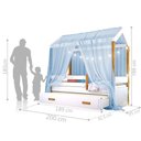 Ver imagem 3 de Cama Montessori Cabana Com Auxiliar Cordão Led E Dossel Azul