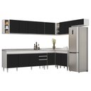 Ver imagem 1 de Armário de Cozinha Modulado de Canto 8 Peças Cp27 com Pia Inox Branco/preto - Lumil Lumil Móveis