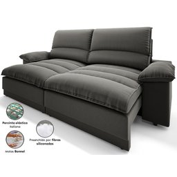 Sofá Plaza 2,00m Retrátil e Reclinável Velosuede - Netsofas - 4