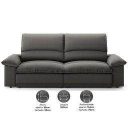 Sofá Plaza 2,00m Retrátil e Reclinável Velosuede - Netsofas - 2