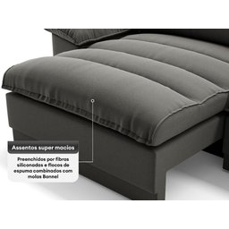 Sofá Plaza 2,00m Retrátil e Reclinável Velosuede - Netsofas - 5