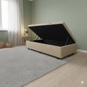 Ver imagem 5 de Cama Box Baú Solteiro Blindado (88x188x42):corino Bege/solteiro