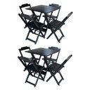 Ver imagem 1 de Kit 2 Jogos de Mesa com 4 Cadeiras de Madeira Dobrável 60x60 Ideal para Bar e Restaurante - Preto