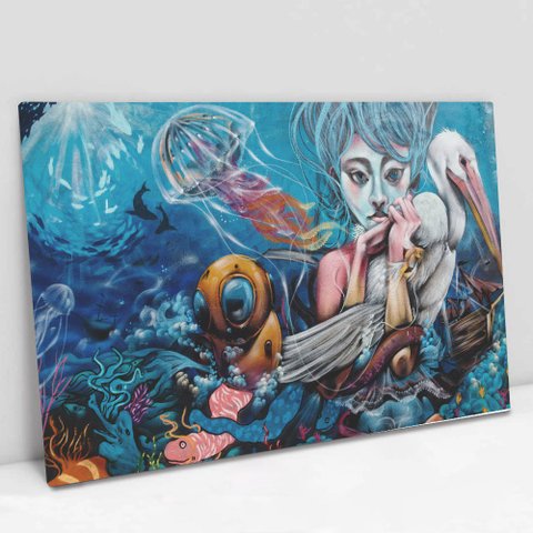 Quadro Decorativo em Canvas Grafite Arte TaColado Moldura Flutuante 4,5cm Freijó 120 x 80cm