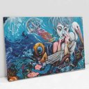 Ver imagem 1 de Quadro Decorativo em Canvas Grafite Arte TaColado Moldura Flutuante 4,5cm Freijó 120 x 80cm