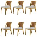 Ver imagem 1 de Kit 6 Cadeiras Decorativas Sala de Jantar Madeira Maciça Bruyne PU/Linho Marrom/Bege - Gran Belo