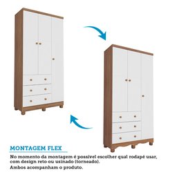 Guarda Roupa Infantil 3 Portas e 3 Gavetas 100% MDF Mimo - 6