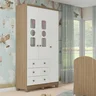 Guarda Roupa Infantil 3 Portas com Janela 3 Gavetas em MDF Tedy Móveis Peroba - 1