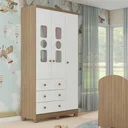 Ver imagem 1 de Guarda Roupa Infantil 3 Portas com Janela 3 Gavetas em MDF Tedy Móveis Peroba