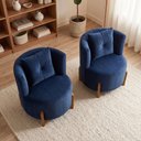 Ver imagem 3 de Kit 2 Poltronas Orgânica Curva Luna Veludo Azul Marinho - Montanaris Decor