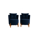 Ver imagem 1 de Kit 2 Poltronas Orgânica Curva Luna Veludo Azul Marinho - Montanaris Decor