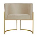 Ver imagem 2 de Kit 6 Poltronas Decorativa Sala de Estar Luana Base Gold Suede Bege - Montanaris Decor Md Montanaris