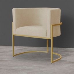 Kit 6 Poltronas Decorativa Sala de Estar Luana Base Gold Suede Bege - Montanaris Decor Md Montanaris - 4