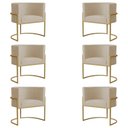 Ver imagem 1 de Kit 6 Poltronas Decorativa Sala de Estar Luana Base Gold Suede Bege - Montanaris Decor Md Montanaris