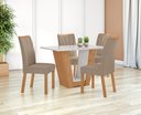 Ver mais imagens de Conjunto Sala de Jantar Mesa Apogeu 120 Tampo Vidro Off White com 4 Cadeiras Apogeu - Lopas Amendoa