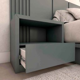 Cama Casal 1,48m Cabeceira e 2 Mesas Laterais Mdf sob Medida Cor:cinza Sagrado - 2