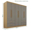 Ver imagem 4 de Guarda-Roupa Casal 6 Portas 4 Gavetas Texas Premium Cinza/Jequitibá/Granizo