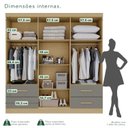 Ver imagem 6 de Guarda-Roupa Casal 6 Portas 4 Gavetas Texas Premium Cinza/Jequitibá/Granizo