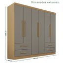 Ver imagem 3 de Guarda-Roupa Casal 6 Portas 4 Gavetas Texas Premium Cinza/Jequitibá/Granizo
