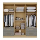 Ver imagem 5 de Guarda-Roupa Casal 6 Portas 4 Gavetas Texas Premium Cinza/Jequitibá/Granizo