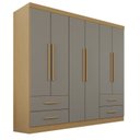 Ver imagem 3 de Guarda-Roupa Casal 6 Portas 4 Gavetas Texas Premium Cinza/Jequitibá/Granizo