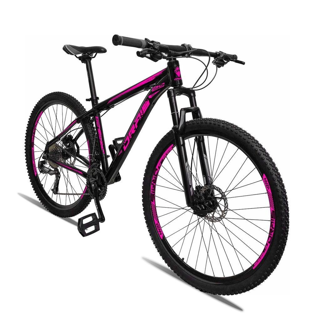 Bicicleta Aro 29 Drais 27V Freio Hidráulico Alumínio MTB Preto/Rosa 15" - 197 - 2