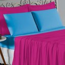 Ver imagem 3 de Jogo de Cama Casal Viúva Nobre 4 Peças Malha 100% Algodão - Pink / Turquesa