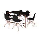 Ver imagem 2 de Mesa Jantar Industrial Retangular 137x90cm Preta Base V com 6 Cadeiras Eames Eiffel Pretas Base Cobr