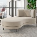 Ver imagem 2 de Chaise Longue Divã 164cm Braço Esquerdo Logus D06 Veludo Bege - Mpozenato