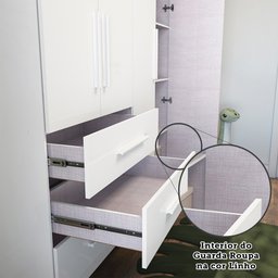 Guarda Roupa Infantil 4 Portas 3 Gavetas em MDF Kakau Retrô  - 12
