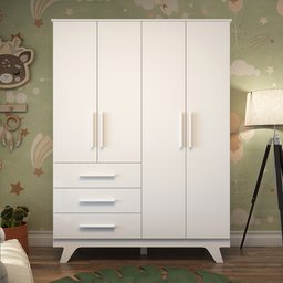 Guarda Roupa Infantil 4 Portas 3 Gavetas em MDF Kakau Retrô  - 3