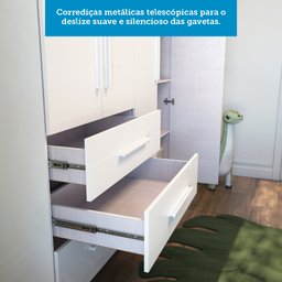 Guarda Roupa Infantil 4 Portas 3 Gavetas em MDF Kakau Retrô  - 11