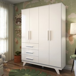 Guarda Roupa Infantil 4 Portas 3 Gavetas em MDF Kakau Retrô  - 2