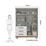 Guarda Roupa Infantil 4 Portas 3 Gavetas em MDF Kakau Retrô  Branco Brilho/Carvalho - 3