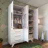 Guarda-Roupa de Bebê 4 Portas Detalhe Em Acrílico 3 Gavetas Retrô  - 4